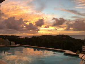 Dawn by the pool at Villa Caribella.